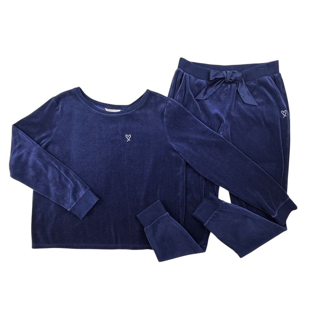 Victoria's Secret Navy Blue Velvet Pajama Set nwot